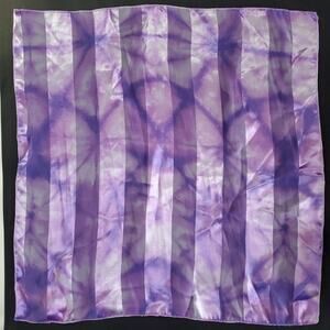 Vintage Scarf PURPLE TIE DYE BATIK STYLE Silk Feel Satin KUSAN 20" SQUARE